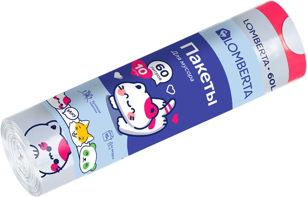 

Пакеты для мусора Lomberta Animals с затяжкой 60 л 10 шт
