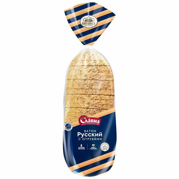 Батон Хлебозавод №5 Русский с отрубями в нарезке 400 г