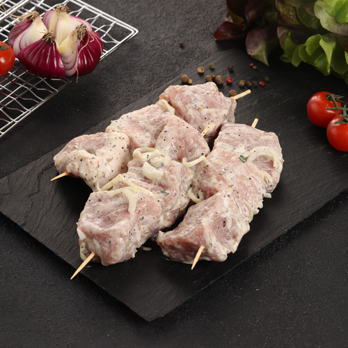 

Шашлык из свиного окорока в кефире полуфабрикат охлажденный до 1.0 кг