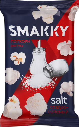 

Попкорн для приготовления в свч SMAKKY сладко-соленый, 90г