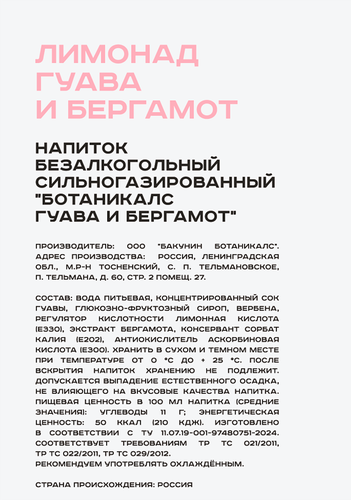 

Напиток газированный Bakunin гуава и бергамот, 330 мл
