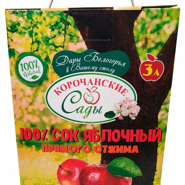 Сок Корочанские Сады Яблочный прямого отжима 3 л