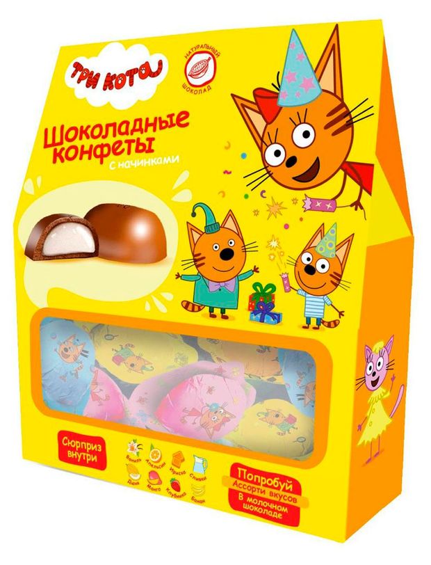 

Конфеты шоколадные Viva Choco Три Кота Время сюрпризов с кремовой начинкой 120 г