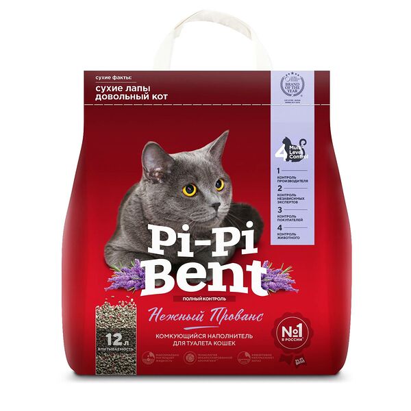 Наполнитель Pi-Pi-Bent Нежный Прованс комкующийся для кошачьего туалета 12 л