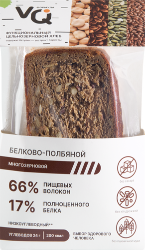 

Хлеб белково-полбяной VQ Формула Многозерновой нарезка 250 г