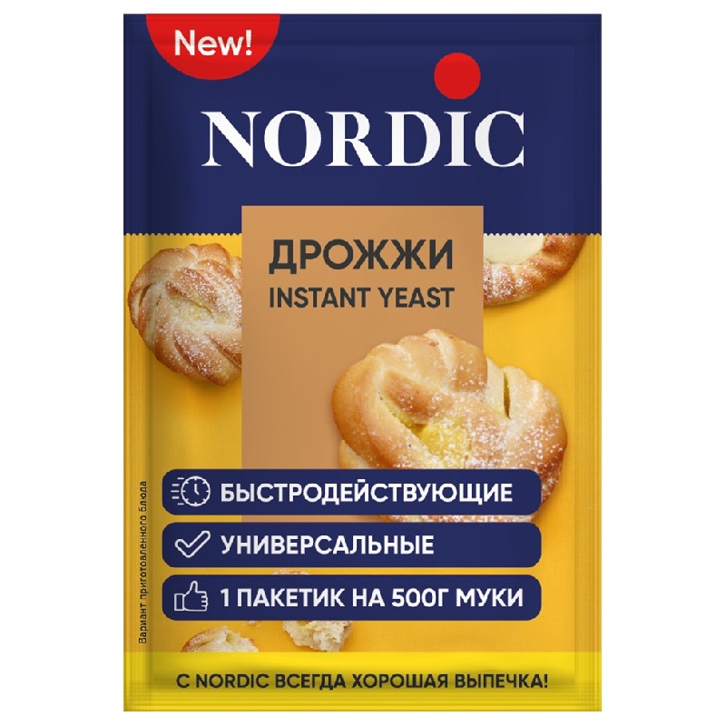 

Дрожжи Nordic хлебопекарные сухие 6 г