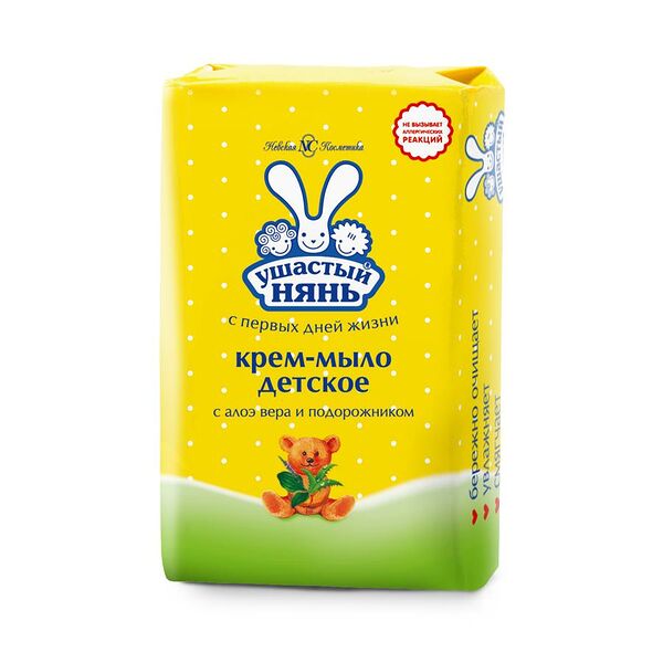 Мыло-крем Ушастый Нянь 90г алоэ вера и подорожник