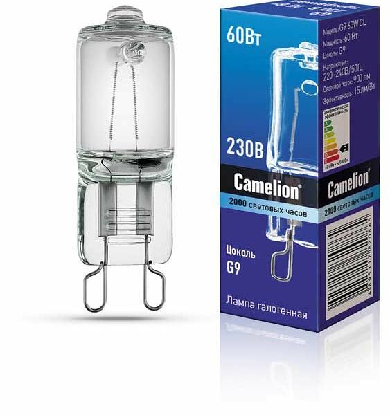 Лампа Camelion G9 60W CL галогенная, теплый свет