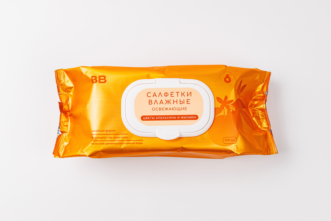 

Салфетки влажные ВкусВилл освежающие Цветы апельсина и жасмин, 100 шт.