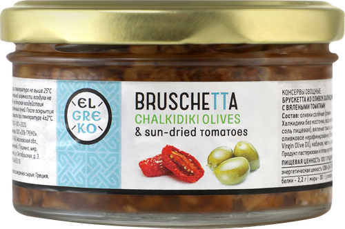 

Брускетта Evros Ecogreece из оливок Халкидики с вялеными томатами