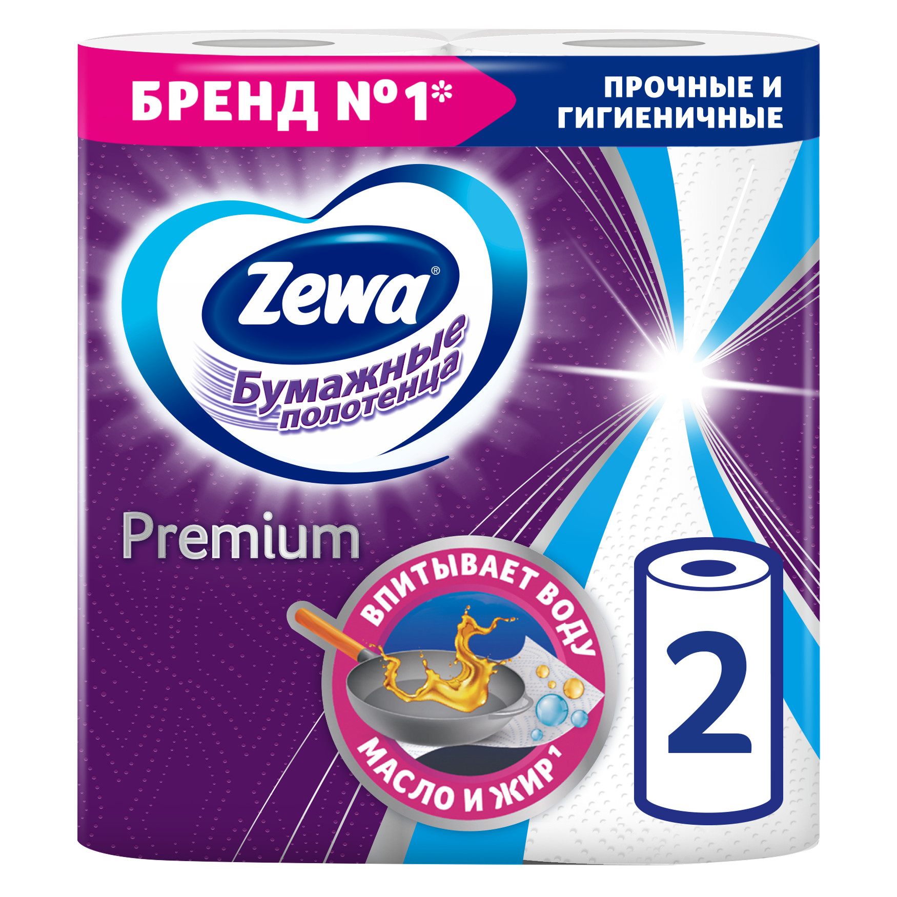 

Бумажные полотенца Zewa Premium 2 рулона 2 слоя