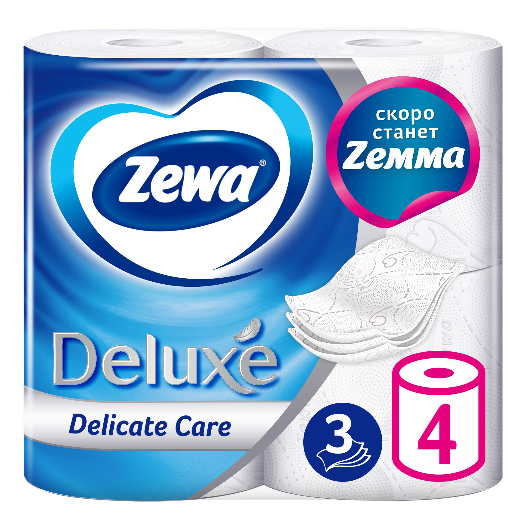 

Бумага туалетная Zewa Deluxe без аромата 3 слоя 4 рулона
