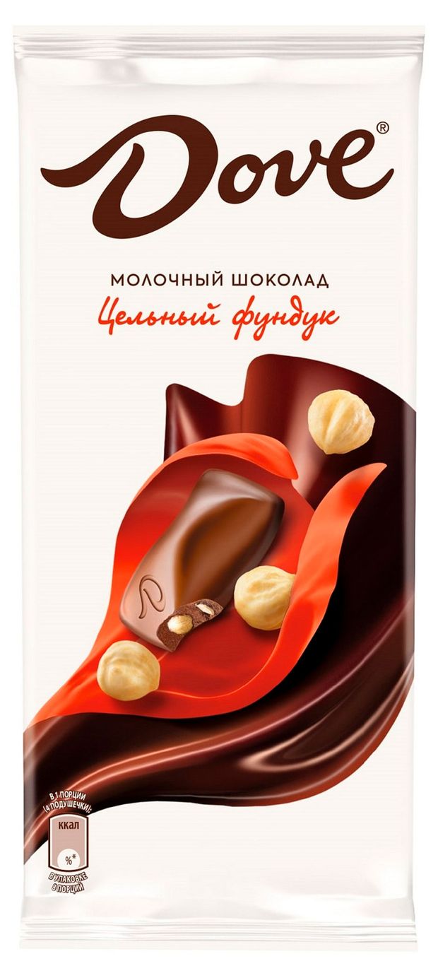 

Шоколад Dove молочный с цельным фундуком 90 г