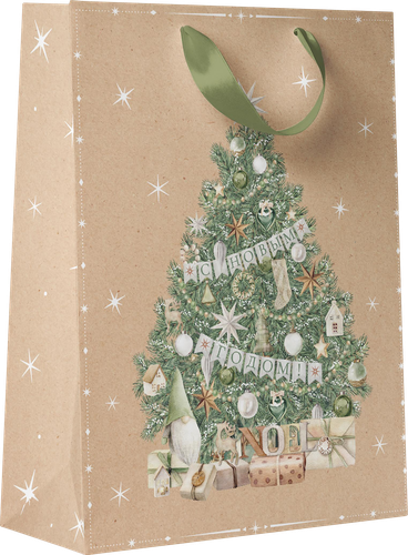 

Пакет подарочный City home Trade Christmas Kraft 32х26х12 см 1 шт. дизайн в ассортименте