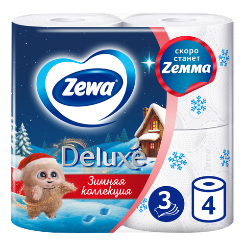 

Бумага туалетная Zewa Deluxe без аромата 3 слоя 4 рулона