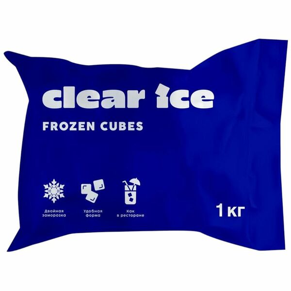 Лед пищевой Clear ice фасованный кубик 1 кг