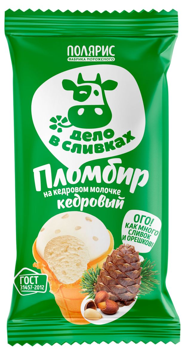 

Мороженое пломбир Дело в сливках Кедровый в вафельном стаканчике 70 г