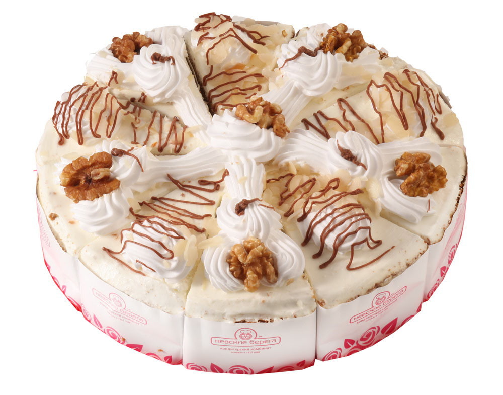 

Торт Невские берега Сметанник с орехами порционный 1 кг