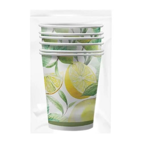 Набор одноразовых стаканов 200 мл с лимонами 6 шт