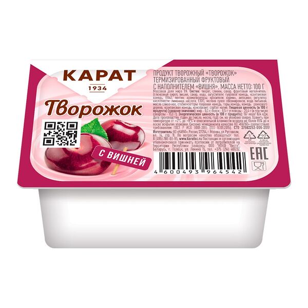 Творожок Карат с вишней 9% 100 г