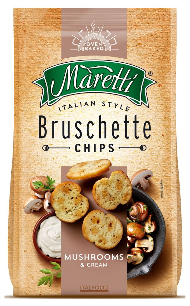 

Сухарики Maretti Bruschette chips Mushrooms&cream пшеничные 70 г