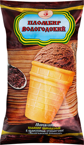 

Мороженое Пломбир Вологодский шоколадное в вафельном стаканчике 12% 100 г