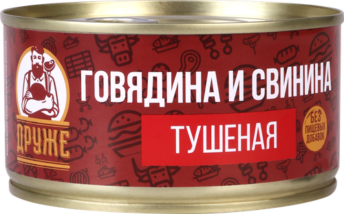 

Мясо тушеное Друже говядина и свинина кусковое 325 г