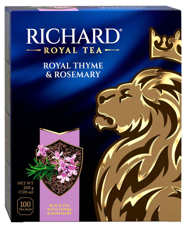 

Чай черный Richard Royal Thyme & Rosemary ароматизированный в пакетиках 100 шт 200 г