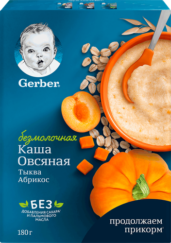 

Каша безмолочная Gerber овсяная с тыквой и абрикосом 180 г