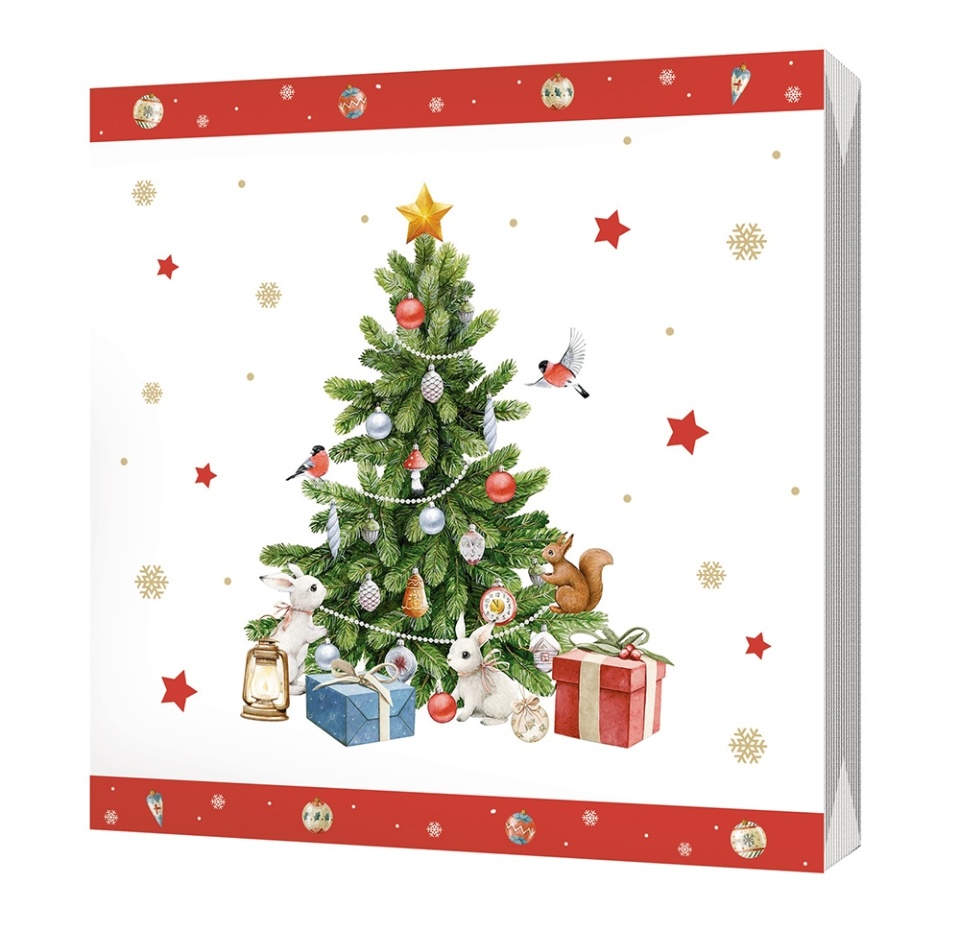 

Салфетки бумажные Bgreen Новогодняя елка 3 слоя 33 х 33 см 20 шт.