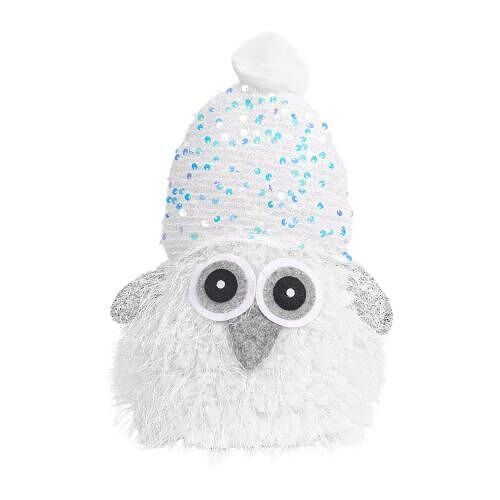 Новогодняя Сова в колпаке с пайетки 27 см