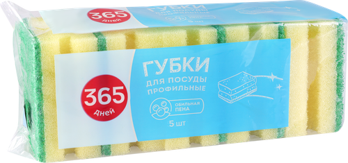 

Губка для посуды 365 ДНЕЙ Люкс профилированная, 5 шт