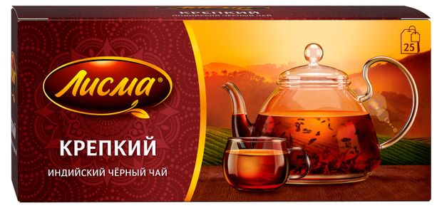 

Чай черный Лисма Крепкий индийский байховый 25 пакетиков 50 г