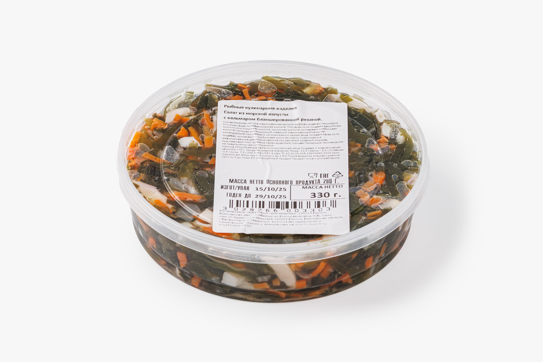 

Салат ВкусВилл из морской капусты с кальмаром вес