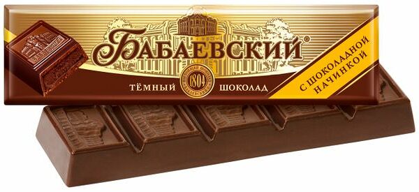 Батончик из темного шоколада Бабаевский с шоколадной начинкой 50 г