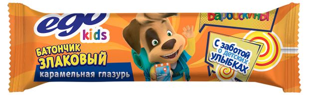 

Злаковый батончик Карамельная глазурь Ego kids Барбоскины 25 г