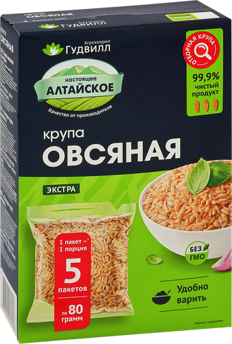 

Крупа овсяная Гудвилл Недробленая Экстра 5 шт. х 80 г