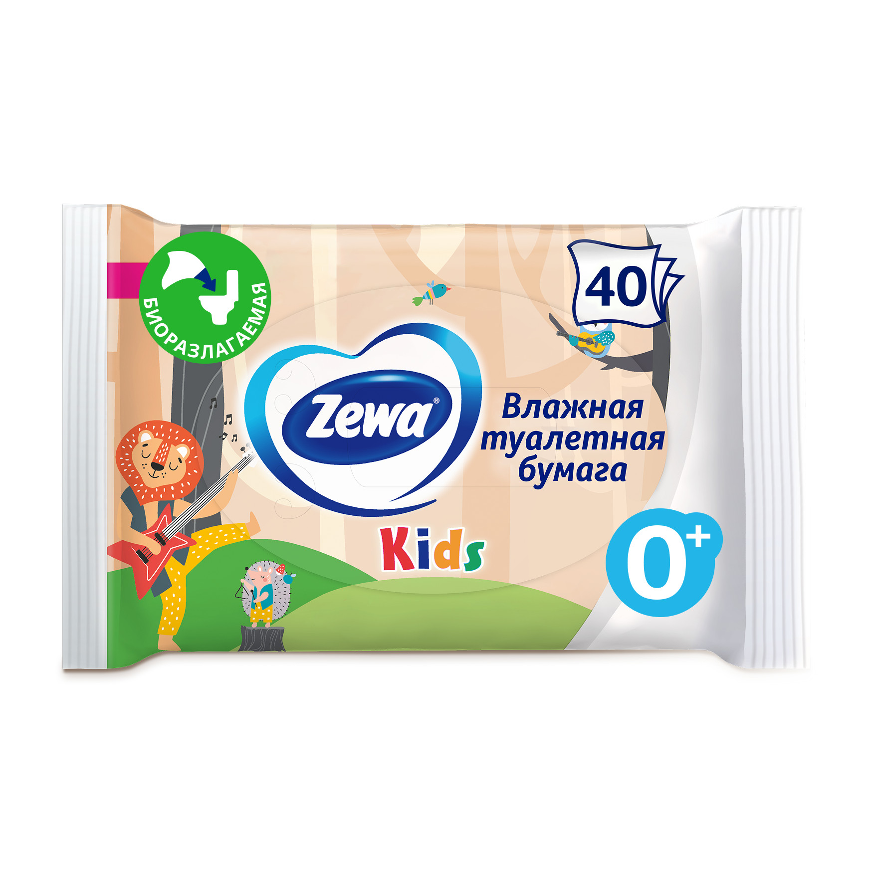 

Влажная туалетная бумага Zewa Kids детская без аромата 40 шт.