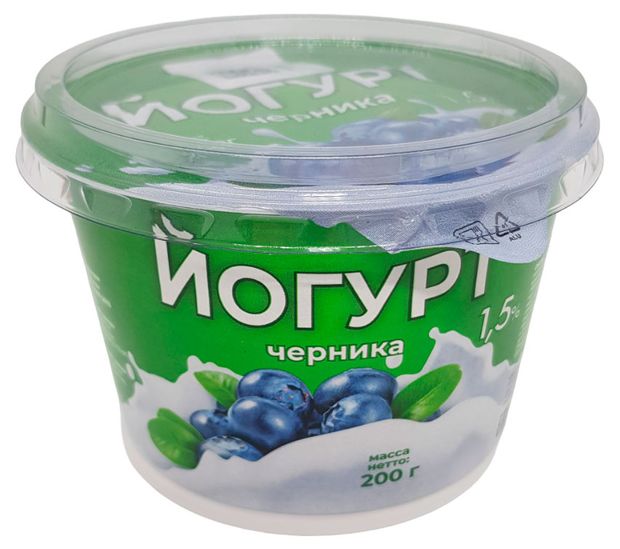 

Йогурт Алексеевское черника 1.5% БЗМЖ 200 г