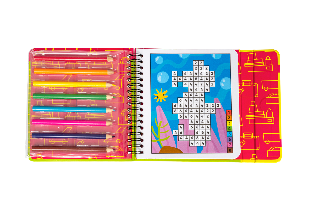 

Развивающие игры в дорогу Bondibon Раскраски задачки с цветными карандашами