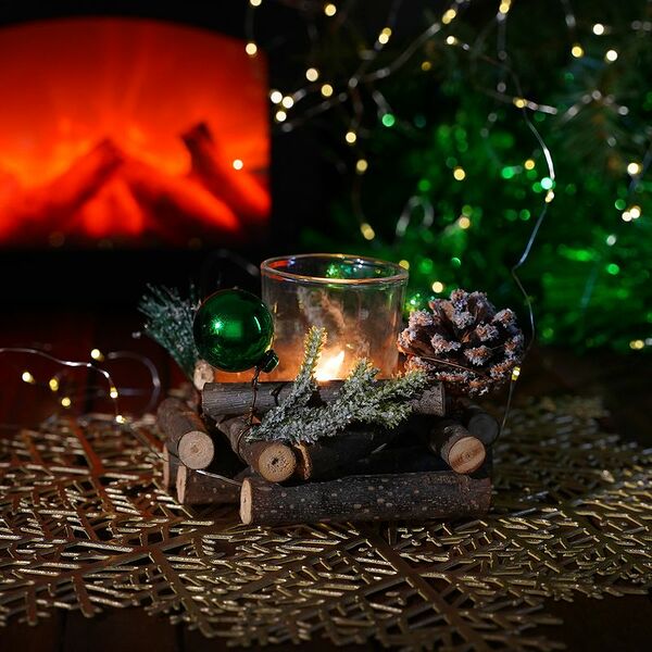 Подсвечник новогодний, Снежное кружево, в ассортименте