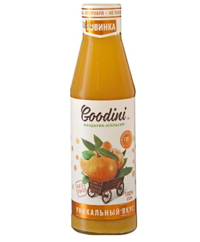 

Сок Goodini мандарин, апельсин с мякотью без сахара 750 мл