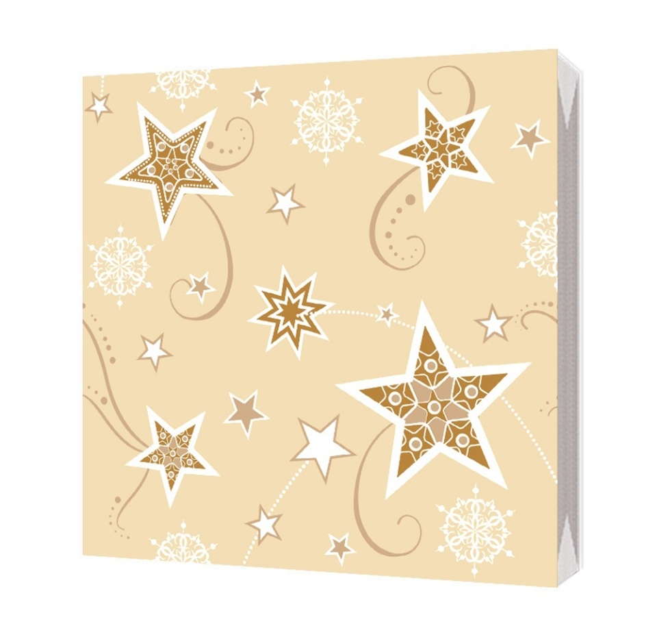 

Салфетки бумажные Bgreen Звезды на ванили 3 сл, 33х33 см, 20 шт., Россия