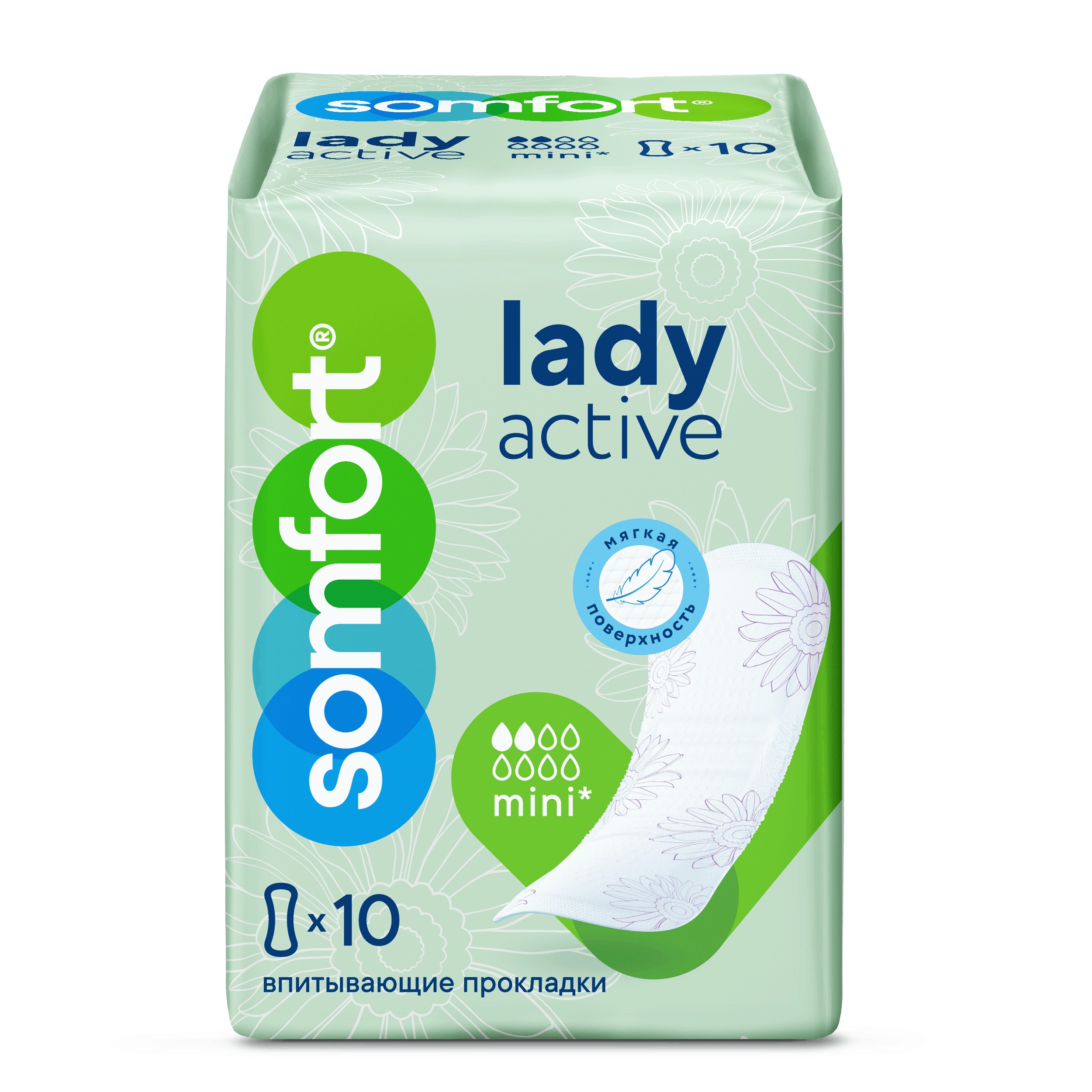 

Прокладки урологические Somfort Lady Active mini 10 шт.