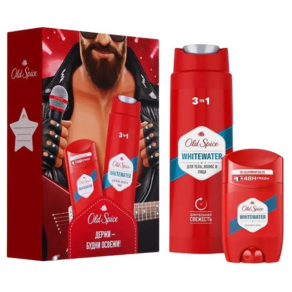 

Подарочный набор для мужчин Old Spice Whitewater мужской дезодорант стик 50 мл, гель для душа 250 мл