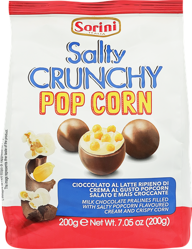 

Конфеты Sorini Salty Crunchy Popcorn пралине с кремом и хрустящей кукурузой 200 г