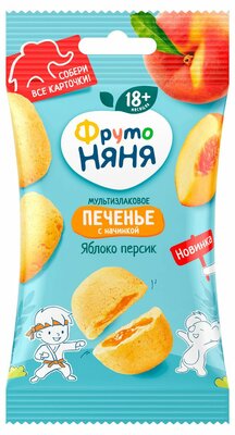 Печенье ФрутоНяня мультизлаковое Яблоко и персик 50 г