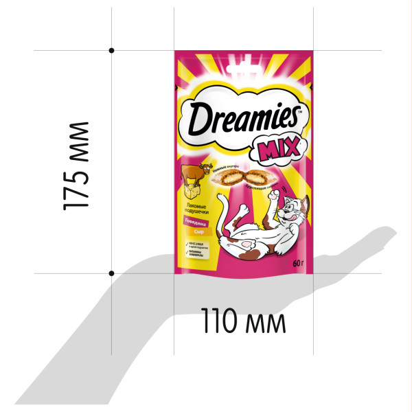 

Лакомство Dreamies Mix для взрослых кошек с говядиной и сыром 60 г
