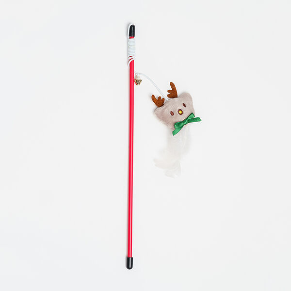 Игрушка-дразнилка для кошек Rurri Олень, длина игрушки 5,5х2х9 см, длина палки 31 см