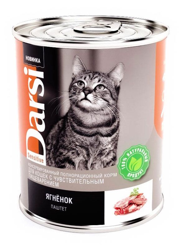 

Влажный корм Darsi для кошек с чувствительным пищеварением с ягненком 340 г